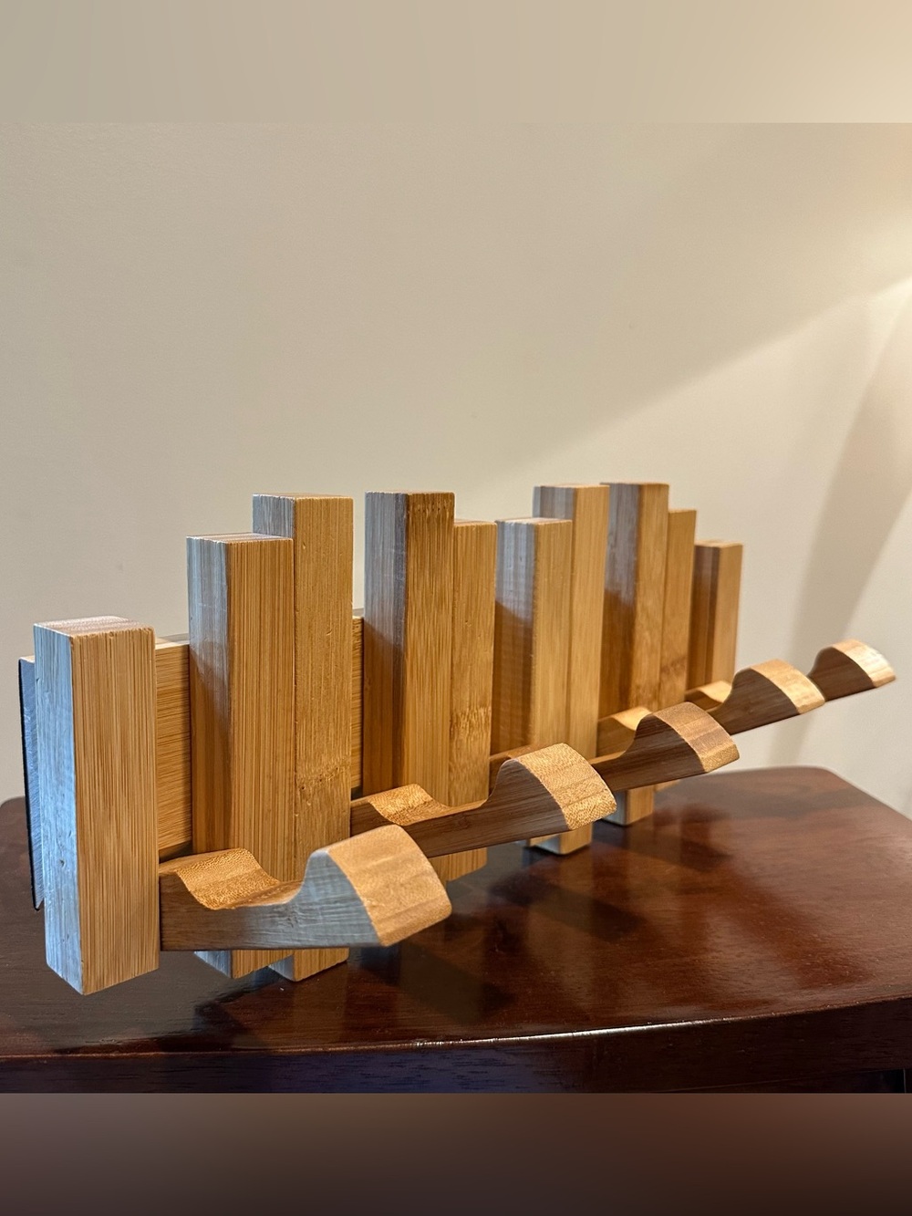 Wooden coat rack • hanger • folding • towel hooks • bamboo